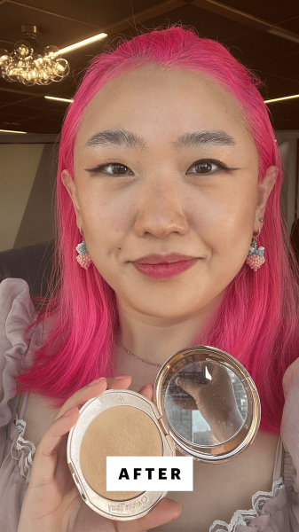 Han after applying the Charlotte Tilbury Airbrush Flawless Finish Powder